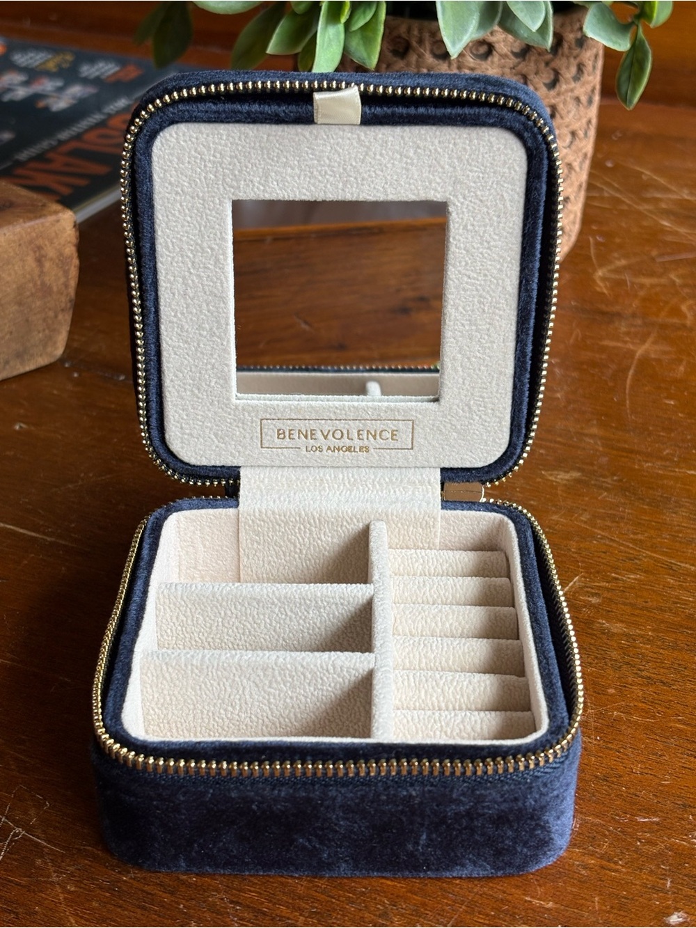 Navy Velvet Travel Jewelry Case